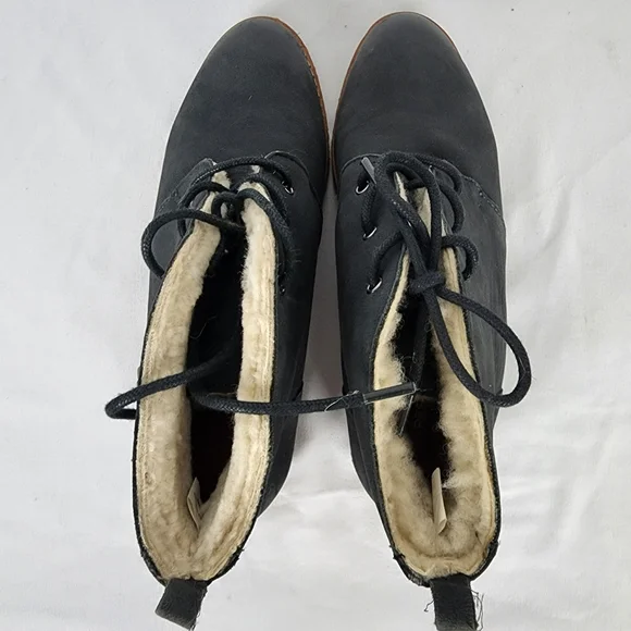 NEW Rebecca Minkoff Persys Shearling Lace-Up Boot Women's 6 Petrol Green Black - Picture 8 of 12